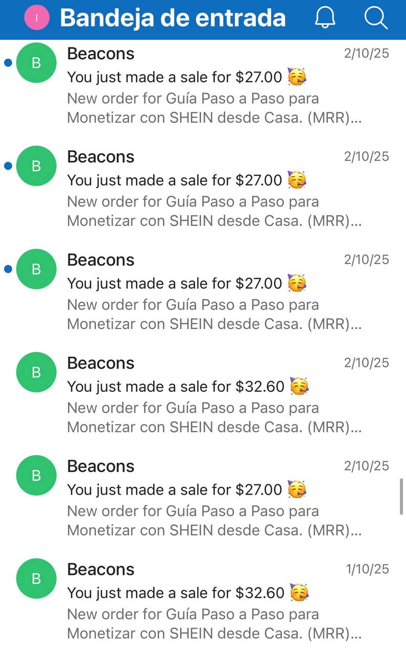 Notificación de venta